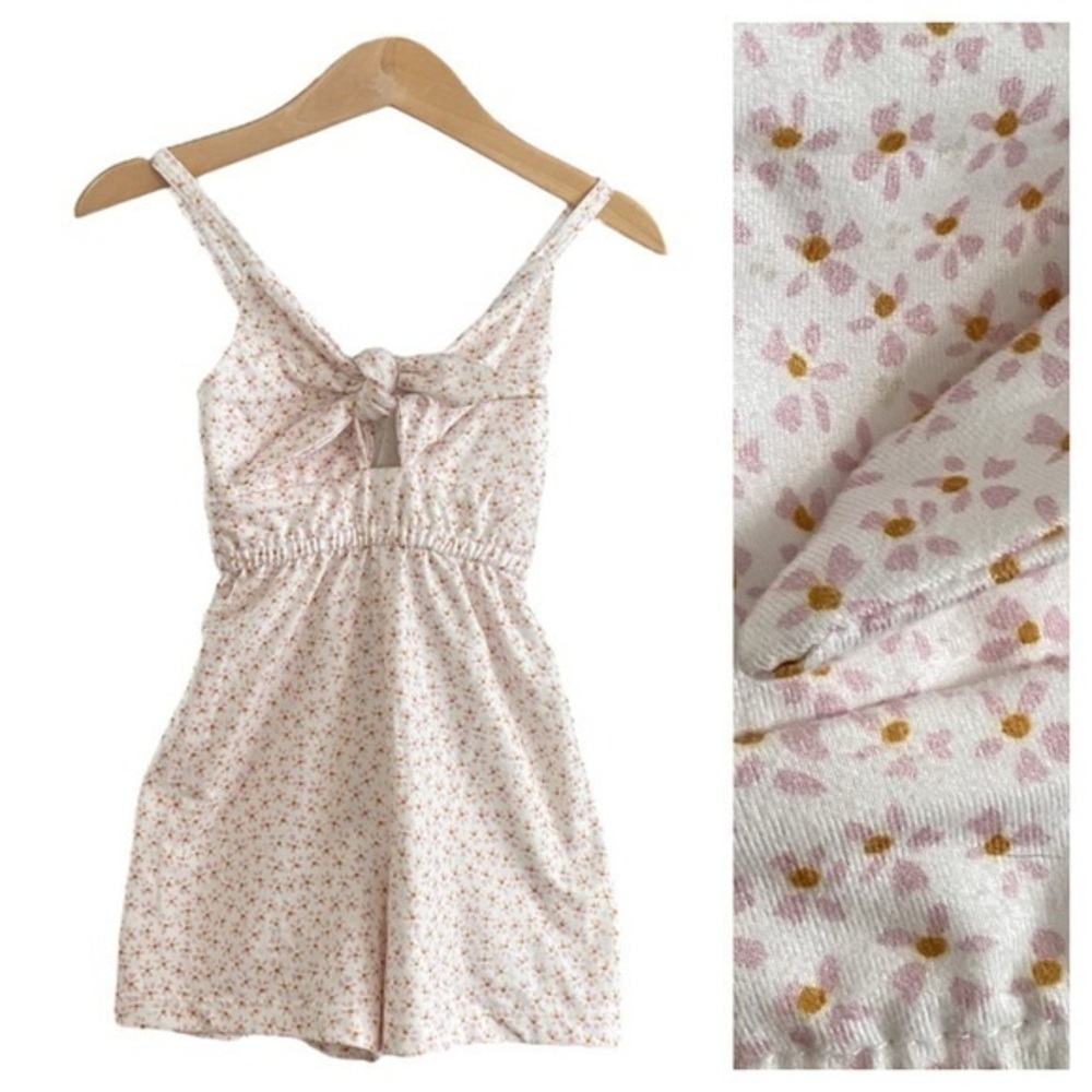 Bailey’s Blossoms Pink Floral Print Twist Knot Romper 2t